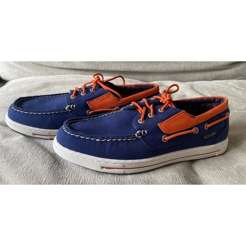 EASTLAND New York Mets Blue & Orange Canvas Boat‎ Shoes Size 9.5 M MLB 7712-18